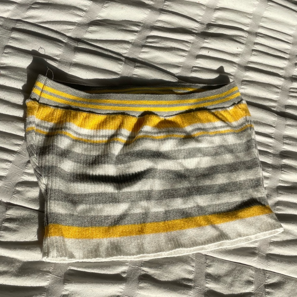 Yellow white and grey tube top